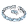 Bracciale Tennis Millenia, Taglio squadrato, Medio, Blu, Placcato rodio - Swarovski, 5614924