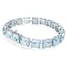 Millenia Tennis bracelet, Square cut, Medium, Blue, Rhodium plated - Swarovski, 5614924