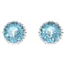 Brincos stud Birthstone, Lapidação redonda, Março, Azul, Lacado a ródio - Swarovski, 5615512