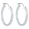 Sommerset hoop earrings, White, Rhodium plated - Swarovski, 5616262
