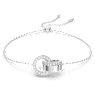 Hollow bracelet, Interlocking loop, White, Rhodium plated - Swarovski, 5616478