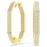 Orecchini a cerchio Dextera, Forma ottagonale, Grandi, Bianchi, Placcato color oro - Swarovski, 5618304