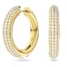Brincos argola Dextera, Médias, Brancos, Lacado a dourado - Swarovski, 5618305