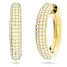 Brincos argola Dextera, Médias, Brancos, Lacado a dourado - Swarovski, 5618305
