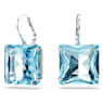 Millenia 水滴形耳環, 方形切割, 藍色, 鍍白金色 - Swarovski, 5619472
