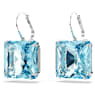 Millenia 水滴形耳環, 方形切割, 藍色, 鍍白金色 - Swarovski, 5619472