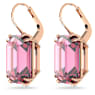 Millenia drop earrings, Octagon cut, Pink, Rose gold-tone plated - Swarovski, 5619502