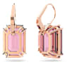 Millenia drop earrings, Octagon cut, Pink, Rose gold-tone plated - Swarovski, 5619502