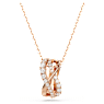 Collana Twist, Bianca, Placcato color oro rosa - Swarovski, 5620549