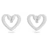 Sublima clip earrings, Heart, Large, White, Rhodium plated - Swarovski, 5626172