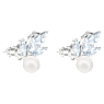 Louison Pearl Ohrstecker, Blatt, Weiß, Rhodiniert - Swarovski, 5627346