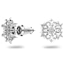 Magic stud earrings, Snowflake, White, Rhodium plated - Swarovski, 5627347