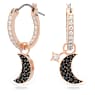 Symbolica drop earrings, Moon and star, Black, Rose gold-tone plated - Swarovski, 5627352
