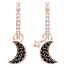 Orecchini pendenti Symbolica, Luna e stella, Neri, Placcato color oro rosa - Swarovski, 5627352