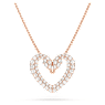 Una pendant, Heart, Medium, White, Rose gold-tone plated - Swarovski, 5628657