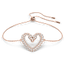 Náramek Una, Srdce, Střední, Bílá, Pokoveno v růžovozlatém odstínu - Swarovski, 5628658