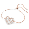 Náramek Una, Srdce, Střední, Bílá, Pokoveno v růžovozlatém odstínu - Swarovski, 5628658
