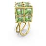 Curiosa แหวนค็อกเทล, เจียระไนทรงสี่เหลี่ยมจัตุรัส, เขียว, เคลือบโทนสีทอง - Swarovski, 5630300