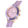 Octea Lux Chrono watch, Swiss Made, Leather strap, Purple, Rose gold-tone finish - Swarovski, 5632263