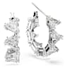 Ortyx hoop earrings, Triangle cut, Small, White, Rhodium plated - Swarovski, 5632467