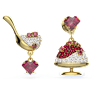 Cariti 水滴形耳環, 非對稱設計, 紅豆冰, 紅色, 鍍金色色調 - Swarovski, 5634707
