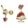 Cariti 水滴形耳環, 非對稱設計, 紅豆冰, 紅色, 鍍金色色調 - Swarovski, 5634707