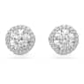 Constella stud earrings, Round cut, Pavé, White, Rhodium plated - Swarovski, 5636269