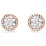 Constella düğme Küpeler, Yuvarlak kesim, Pavé, Beyaz, Pembe altın rengi kaplama - Swarovski, 5636275