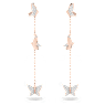 Idyllia Lilia 드롭 이어링, 나비, 롱, 화이트, 로즈골드 톤 플래팅 - Swarovski, 5636426