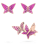Idyllia Lilia 스터드 이어링, 세트(3), 나비, 핑크, 로즈골드 톤 플래팅 - Swarovski, 5636428