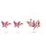 Orecchini a lobo Idyllia Lilia, Set (3), Farfalla, Rosa, Placcato color oro rosa - Swarovski, 5636428