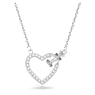Lovely necklace, Heart, White, Rhodium plated - Swarovski, 5636444