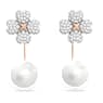 Latisha earring jackets, Flower, White, Rose gold-tone plated - Swarovski, 5636487