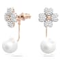 Latisha earring jackets, Flower, White, Rose gold-tone plated - Swarovski, 5636487