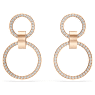 Anneaux d'oreilles Hollow, Blanches, Placage de ton or rosé - Swarovski, 5636502