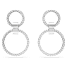 Hollow hoop earrings, White, Rhodium plated - Swarovski, 5636503