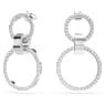 Hollow hoop earrings, White, Rhodium plated - Swarovski, 5636503