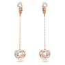 Generation clip earrings, Long, White, Rose gold-tone plated - Swarovski, 5636508