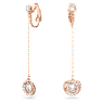 Generation clip earrings, Long, White, Rose gold-tone plated - Swarovski, 5636508