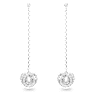 Generation drop earrings, Long, White, Rhodium plated - Swarovski, 5636515