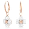 Latisha drop earrings, Flower, White, Rose gold-tone plated - Swarovski, 5636517