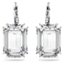 Millenia drop earrings, Octagon cut, White, Rhodium plated - Swarovski, 5636569
