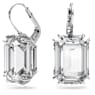 Millenia 水滴形耳環, 八角形切割, 白色, 鍍白金色 - Swarovski, 5636569