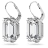 Millenia drop earrings, Octagon cut, White, Rhodium plated - Swarovski, 5636569
