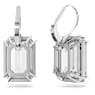 Millenia drop earrings, Octagon cut, White, Rhodium plated - Swarovski, 5636569