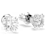 Cercei stud Stilla, Tăietură rotundă, Albi, Placat cu rodiu - Swarovski, 5636712