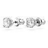 Constella stud earrings, Round cut, White, Rhodium plated - Swarovski, 5636712