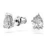 Millenia ต่างหูเม็ดเดี่ยว, เจียระไนทรงลูกแพร์, ขาว, เคลือบโรเดียม - Swarovski, 5636713