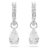 Kruhové náušnice Millenia, Hruškový výbrus, Bílá, Pokoveno rhodiem - Swarovski, 5636716