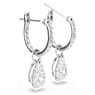 Kruhové náušnice Millenia, Hruškový výbrus, Bílá, Pokoveno rhodiem - Swarovski, 5636716